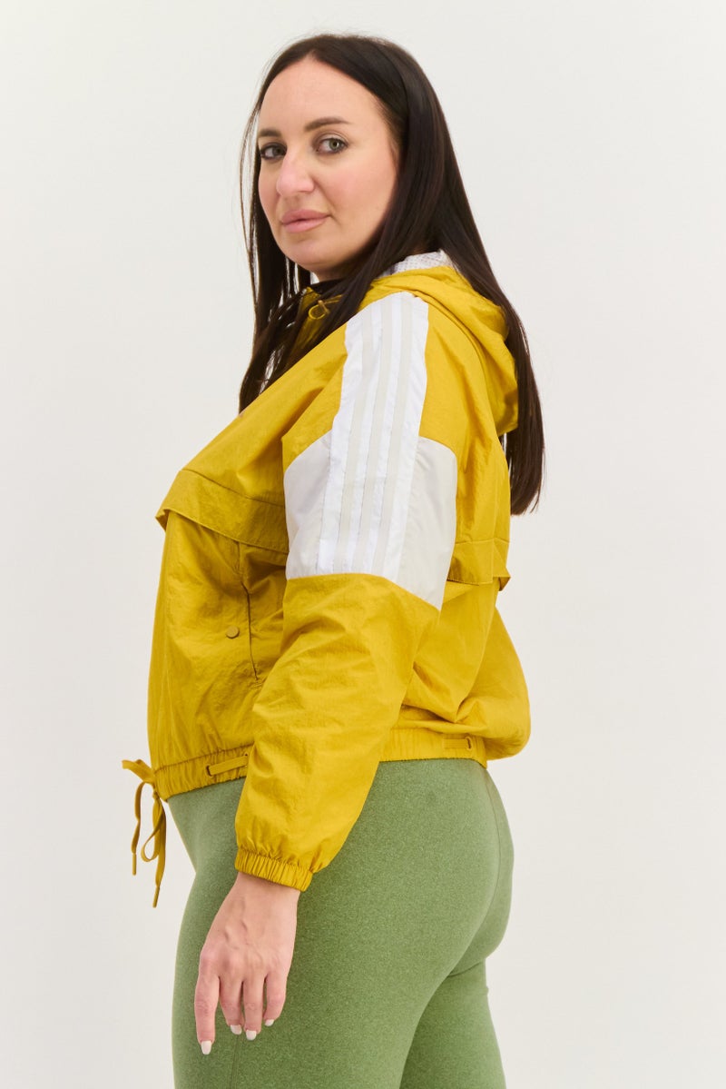 Adidas Women Sportswear Fit Long Sleeves Training Urban Anorak Jacket, Mustard - Image 4