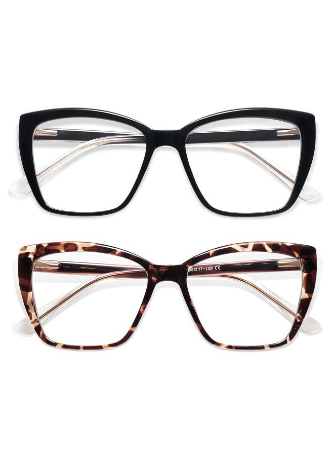 AMOMOMA Happy Watch Trendy TR90 Oversized Blue Light Reading Glasses Women,Stylish Square Cat Eye Glasses AM6031 - Image 1