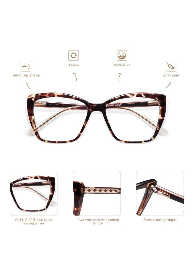 AMOMOMA Happy Watch Trendy TR90 Oversized Blue Light Reading Glasses Women,Stylish Square Cat Eye Glasses AM6031 - Image 5