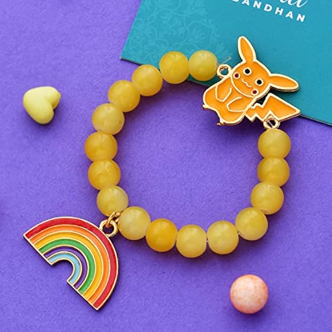 rayihni Pikachu Bracelet Style Convertible Kids Rakhi Multicolour - Image 3