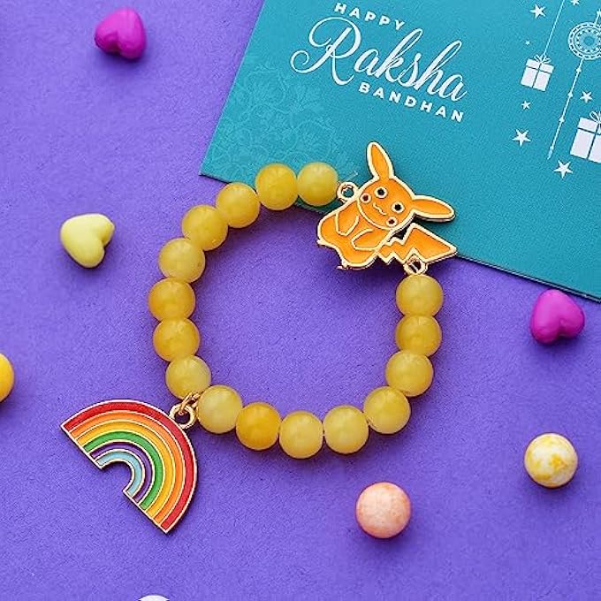 rayihni Pikachu Bracelet Style Convertible Kids Rakhi Multicolour - Image 2