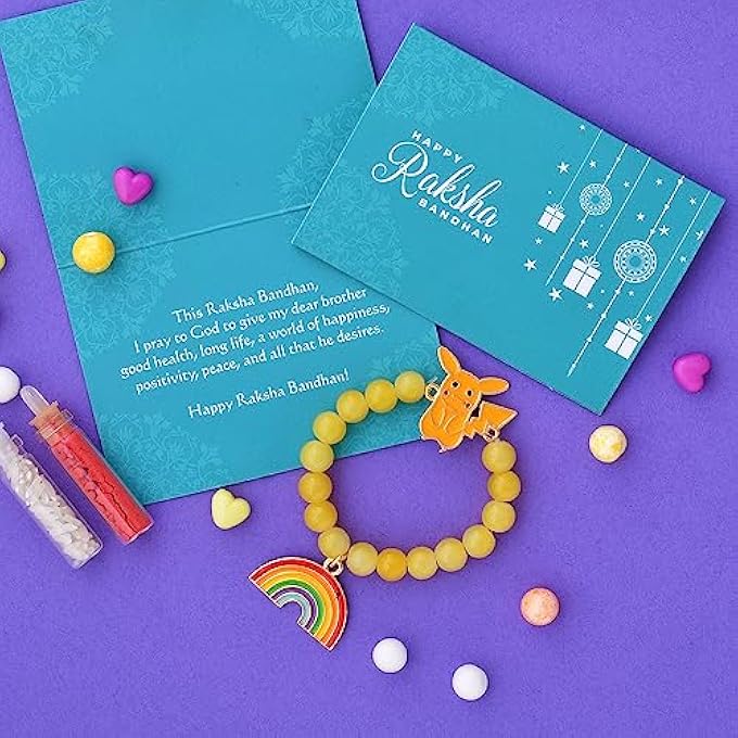 rayihni Pikachu Bracelet Style Convertible Kids Rakhi Multicolour - Image 4