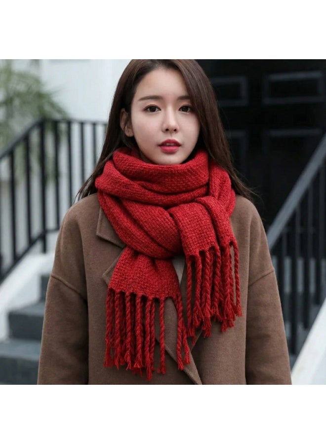[新品]kamiya Gradient Knit Scarf - RED Generic Red Fate Thread Scarf – Inspired by Japanese Akai Ito