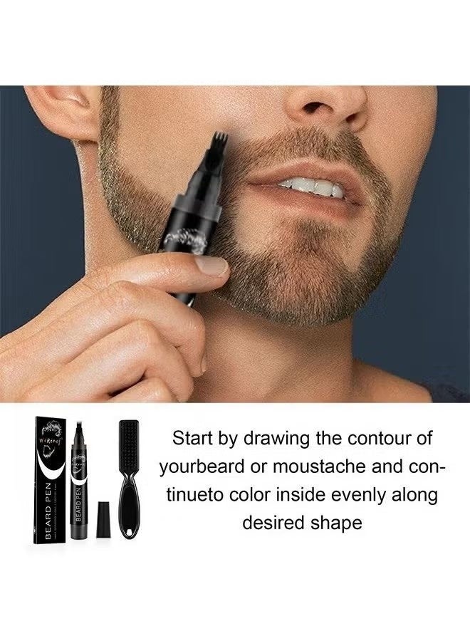 WiRinef Beard Pen-, Long Lasting Beard Filling Pen Kit with Brush and Beard Styling Comb Tool Creates Natural Looking Beard, Moustache and Eyebrows - Image 2