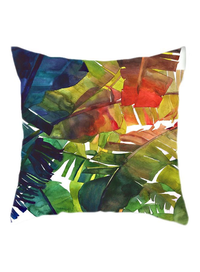 NIBEMINENT Leaf Printed Cushion Cover Green/Blue/Red 45x45cm