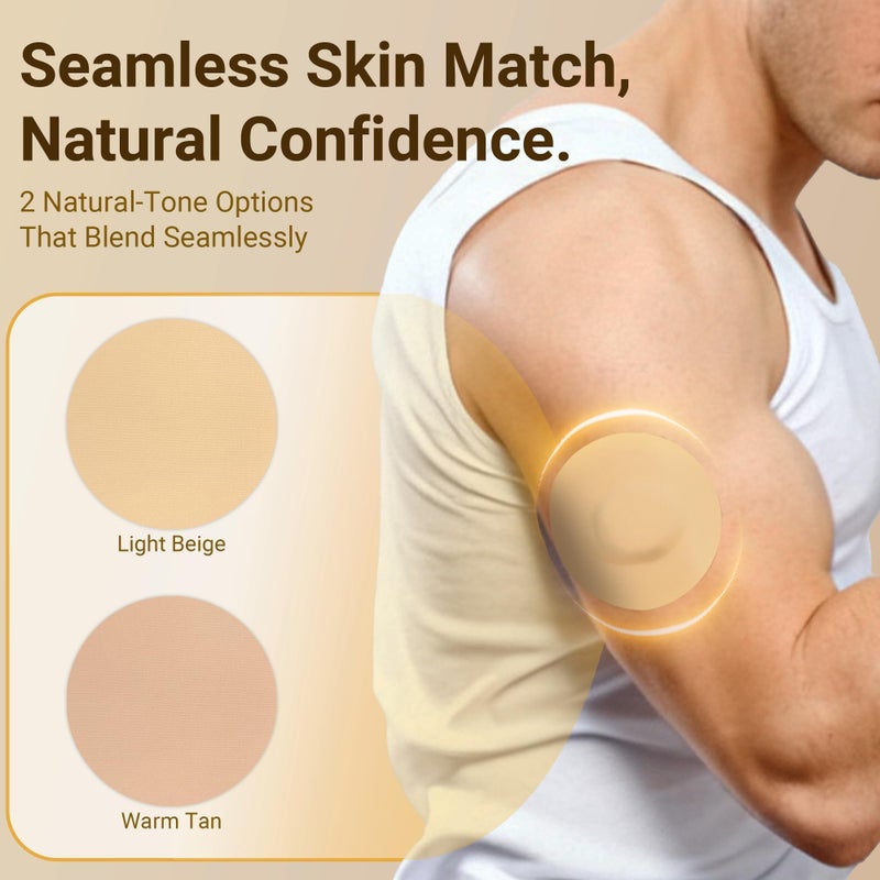 Amolyfe Libre 3 Sensor Covers Waterproof, 20 Pack Freestyle Libre 3 Plus Covers, Bump-Proof with Hard Cap, Waterproof Breathable Medical CGM Adhesive Patches, 14-Day CGM Protection (Beige) - Image 2