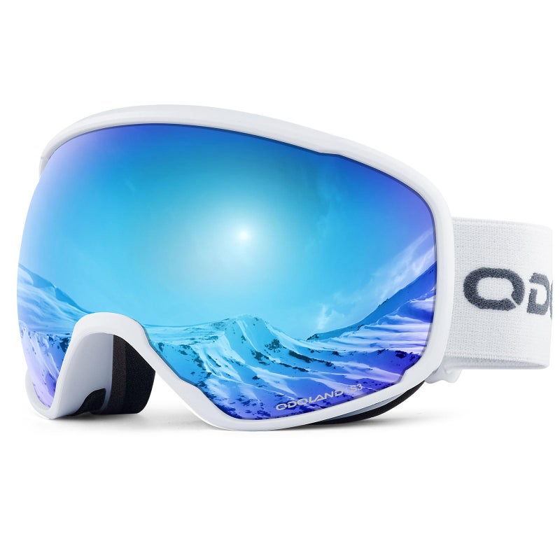Odoland Snow Ski Goggles S2 Double Lens Anti-Fog OTG Windproof UV400 Eyewear for Men, Women and Youth-Skiing Snowboarding, Mirror REVO Blue vlt 15% - Image 1