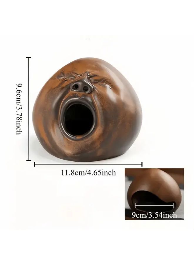 Yawning Ceramic Incense Holder Funny Screaming Face Meditation Altar Decor Asian Art Sculpture - Image 3