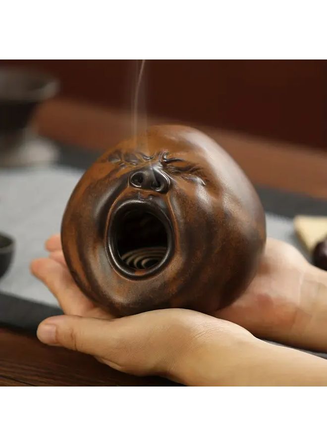 Yawning Ceramic Incense Holder Funny Screaming Face Meditation Altar Decor Asian Art Sculpture - Image 2
