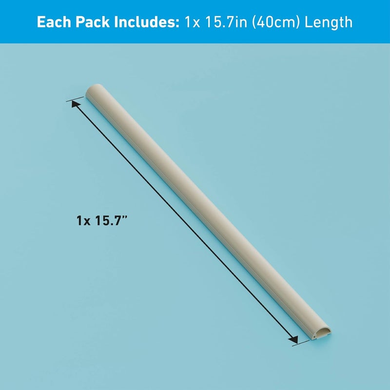 D-Line 15.7in TV Cord Hider, Patented Half Round Cable Cover, Hide Wall Mount TV Wires, Hinged One-Piece Cable Concealer, Adhesive, Decorative Raceway - 0.78in W x 0.39in H x 15.7in L - Beige - Image 4