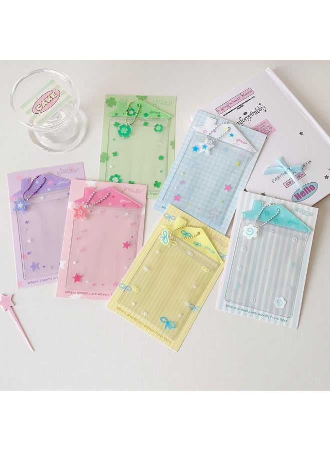 NIBEMINENT 1 - Piece Transparent Small House Doll Kpop Photo Card Holder Pendant Key Chain ID Badge Holder ID Card Holder Photo Card Protector for School ID Office ID Access Card for Women Girls - Image 3