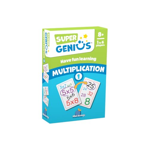 Blue Orange Super Genius Multiplication 1 - Tabletop Card Game, Fun Flash Card Concentration Matching Game for Kids, Ages 8 and up, 1-6 Players, Teacher Approved, Learn Your Times Tables Games - Image 1