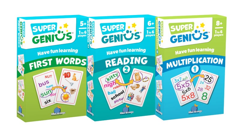 Blue Orange Super Genius Multiplication 1 - Tabletop Card Game, Fun Flash Card Concentration Matching Game for Kids, Ages 8 and up, 1-6 Players, Teacher Approved, Learn Your Times Tables Games - Image 2