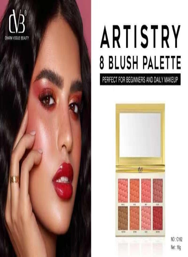 CVB 8 Blush Palette Essentials | 8 Color Blush Kit for Natural to Bold Cheek Looks | Smooth Blendable Powder for All Skin Tones - Image 4