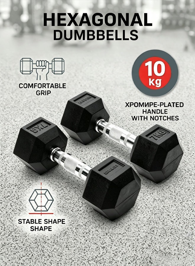 Bolivia's Dumbbells Set 10KG (2 x 5KG) – Rubber Coated Cast Iron Dumbbells with Anti-Roll Design – Home & Gym Strength Training, Muscle Building, Fitness, Durable, Exercise Equipment, Workout Accessories - Image 1