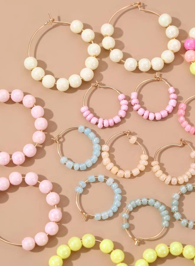 تايك تو Set Of 10 - Beaded Hoop Earrings