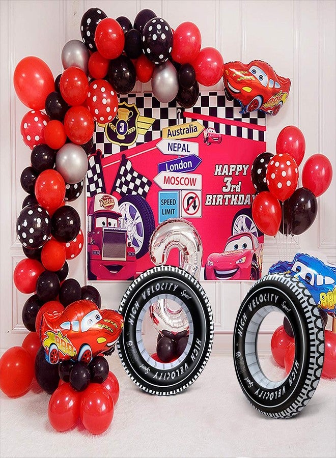 iefoah Inflatable Tire Tubes Pool Floats for Adults Kids Tire Swimming Rings River Raft Truck Race Car Themed Birthday Party Supplies Decorations 4Pack - Image 4
