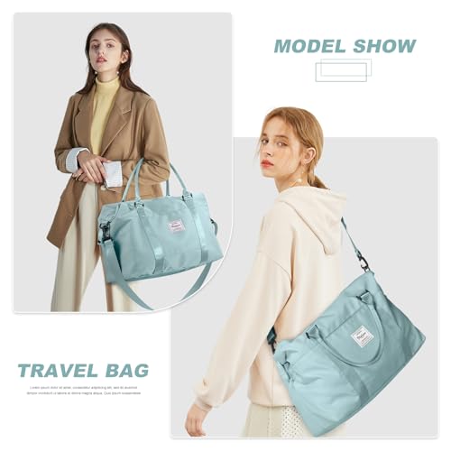 BJLFS Duffel Bag, Light Blue Nylon, 60L, Water-Resistant, Adjustable Strap, Overnight Travel, Workout, Sports Activities, Fits 15.6 Inch Laptop - Image 2