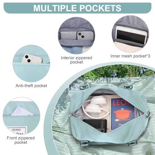 BJLFS Duffel Bag, Light Blue Nylon, 60L, Water-Resistant, Adjustable Strap, Overnight Travel, Workout, Sports Activities, Fits 15.6 Inch Laptop - Image 5