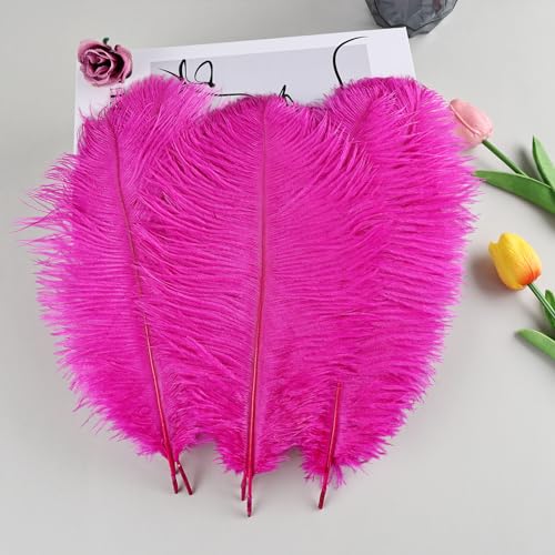 THARAHT Hot Pink Ostrich Feathers 24pcs Natural Bulk 8-10Inch 20cm-25cm for Crafts Wedding Party Centerpieces Easter Gatsbi and Home Decoration Feathers - Image 5