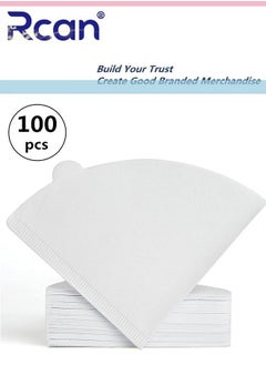 100 Pieces Natural Log Pulp Disposable Coffee Filter Paper V60 Fan Shaped Drip Filter 2-4 Cups Capacity for Pour-Over Pot Drip Coffee Machine Filter Cup Filter Screens