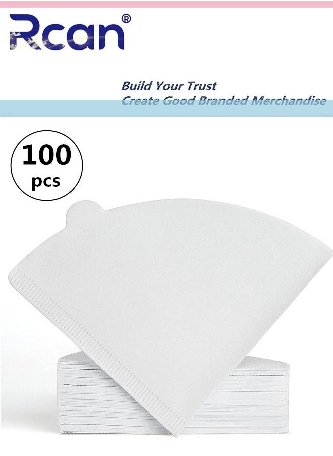 Rcan - 100 Pieces Natural Log Pulp Disposable Coffee Filter Paper V60 Fan Shaped Drip Filter 2-4 Cups Capacity for Pour-Over Pot Drip Coffee Machine Filter Cup Filter Screens - Image 1