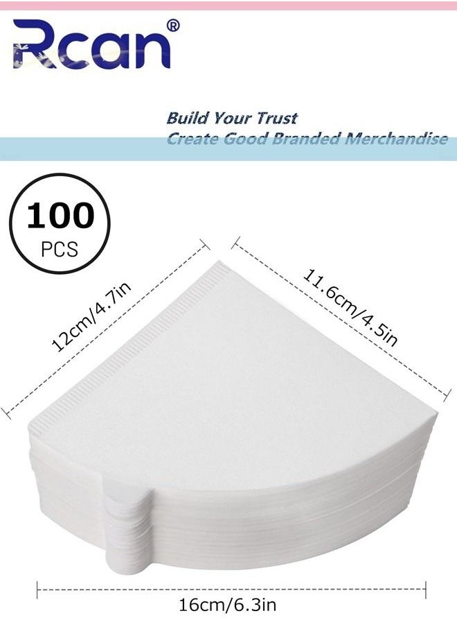 Rcan - 100 Pieces Natural Log Pulp Disposable Coffee Filter Paper V60 Fan Shaped Drip Filter 2-4 Cups Capacity for Pour-Over Pot Drip Coffee Machine Filter Cup Filter Screens - Image 1