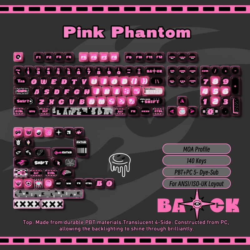 أكو لوحة مفاتيح Akko Original Cute Theme Mog/moa/mao Profile PBT Keycap Set 5-Side Dye-Sub Round Bun Mushroom for Ansi/iso Layout - Image 1