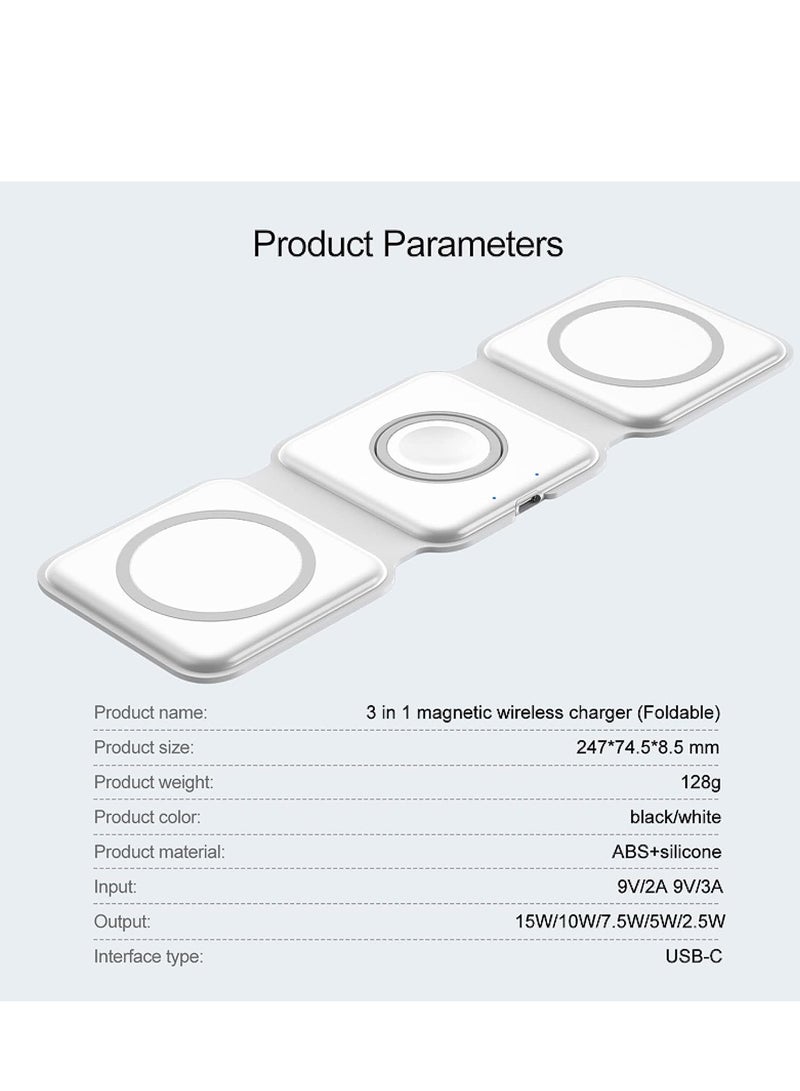 Next Life 3 in 1 Foldable Wireless Magnetic Charger 15Watt Fast Charging Pad for iPhone earbuds and iwatch - Image 2