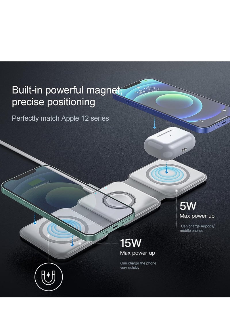 Next Life 3 in 1 Foldable Wireless Magnetic Charger 15Watt Fast Charging Pad for iPhone earbuds and iwatch - Image 3