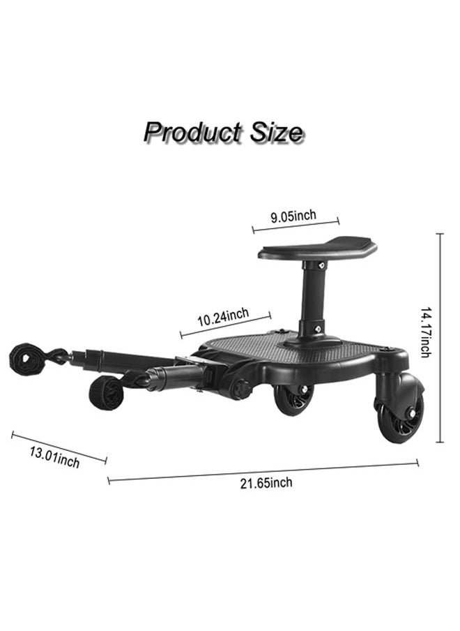 2 In 1 Sit And Stand Stroller Glider Board With Detachable Seat For Most Strollers, Up To 55 Lbs, Black
