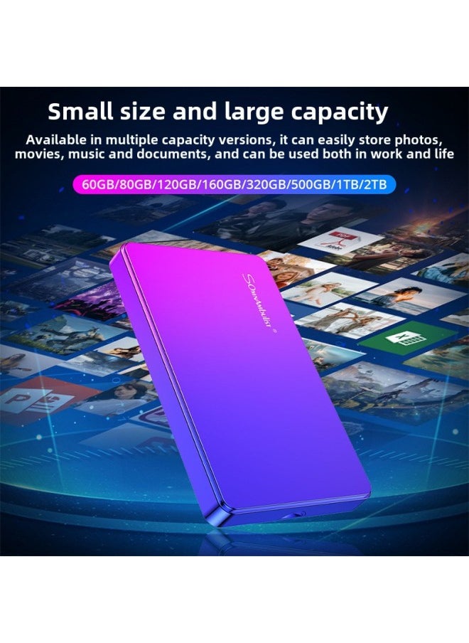Generic Direct Supply Of High-speed Mobile Hard Disk 1t External 500G Data Storage 320g Computer Usb3.0 Mobile Hard Disk-Capacity:320GB-Interface:(dreamer-gradient Blue And Purple) Usb3.0 Leather Bag Packaging  - Image 3