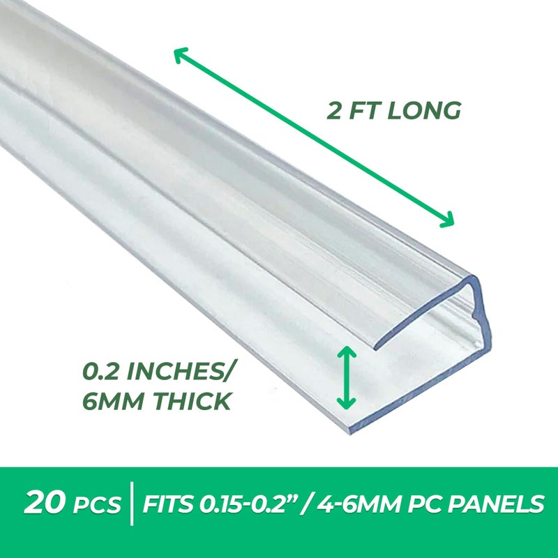 OWLHAUS Polycarbonate Greenhouse Panels U Connector 20 Pieces 2ft Length Prevent Dust Rain Moisture from Getting into TwinWall Panels Fit 6mm or 4mm 02 in Panels U Connectors 6mm2ft - Image 3