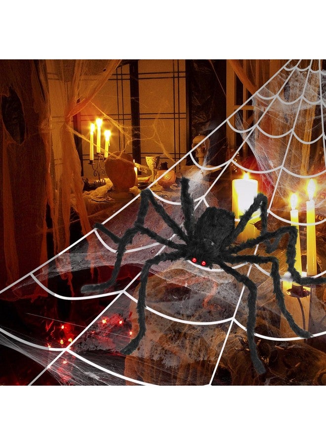 ORWINE 3pcs 212'' Halloween Spider Web 49" Halloween Decorations Stretch Cobweb Fake Spider for Indoor/Outdoor Yard Decorations Home Party Favors Costumes House Décor - Image 4