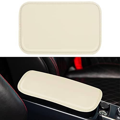 Amiss Auto Center Console Pad PU Leather Car Armrest Seat Box Cover Protector Universal Waterproof Non Slip Soft Center Console Armrest Pad for Most Vehicle SUV Truck Car Beige