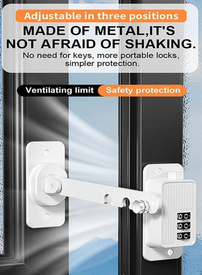 Window Safety Lock with Combination, 3rd Gear Adjustable Window Restrictor for Kids & Pets, Child Window Safety Lock with Self-Adhesive and Screws for UPVC, Aluminum, Wooden, Metal Frames - Image 2