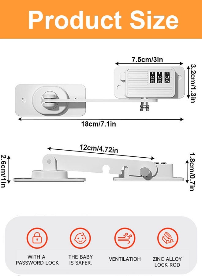 Window Safety Lock with Combination, 3rd Gear Adjustable Window Restrictor for Kids & Pets, Child Window Safety Lock with Self-Adhesive and Screws for UPVC, Aluminum, Wooden, Metal Frames - Image 3