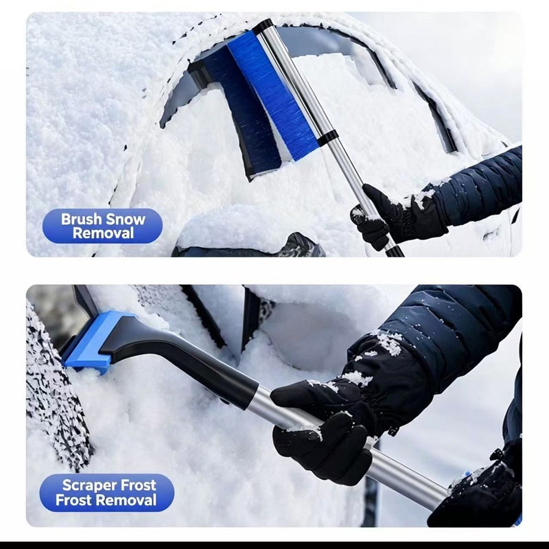 Car Oxford Snow Shovel Aluminum Retractable Ice Scraper Multifunctional Glass De-icer Snow Brush - Image 2