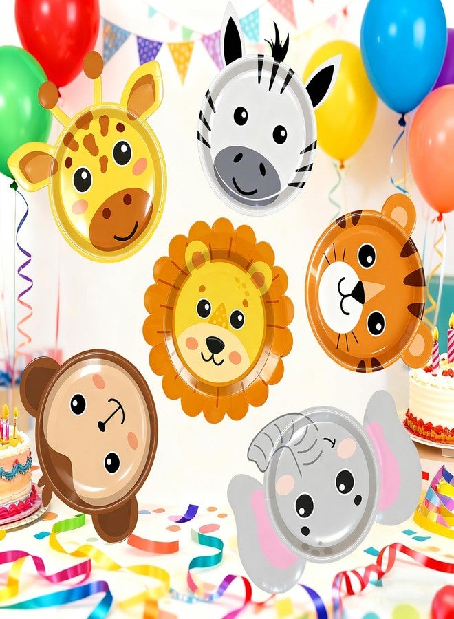 Toosunny 48pcs Jungle Animal Shaped Paper Plates Woodland Safari Zoo Theme Party Supplies Tableware for Boys Girls Birthday Preschool Classroom Creatures Baby Shower Favors 7" - Image 5