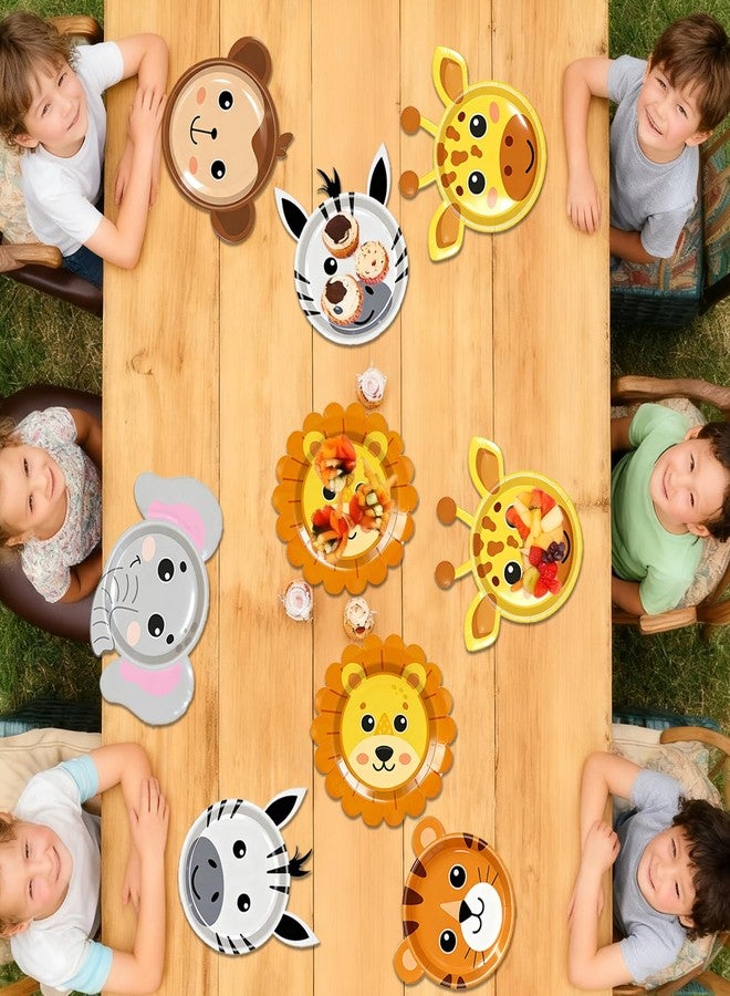 Toosunny 48pcs Jungle Animal Shaped Paper Plates Woodland Safari Zoo Theme Party Supplies Tableware for Boys Girls Birthday Preschool Classroom Creatures Baby Shower Favors 7" - Image 2