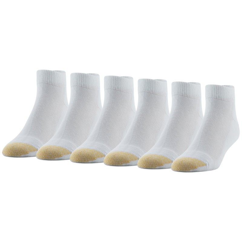 GOLDTOE Men's Cotton Low Cut Sport Liner Socks, 6-Pairs, White, Large - Image 1