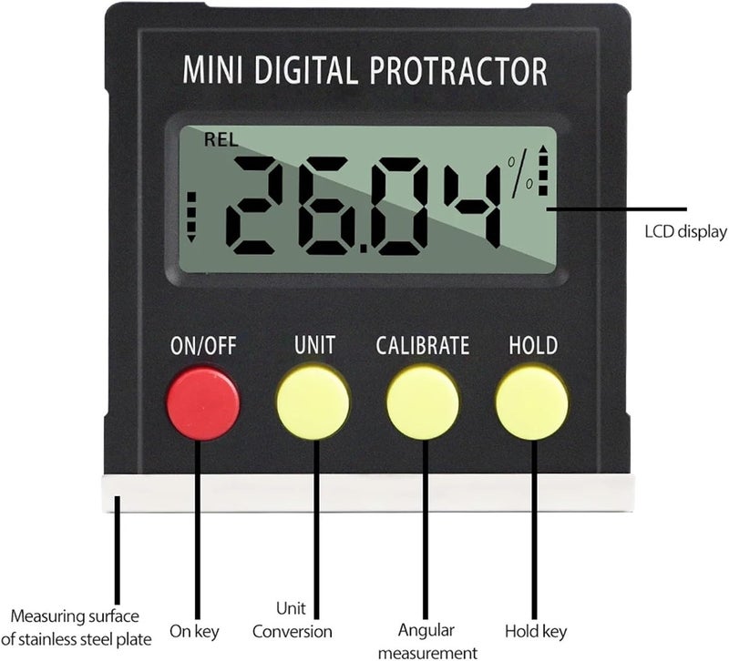 Digital Angle Finder, Angle Gauge Mini Digital Protractor 360° Electronic Level Box Inclinometer Magnetic Base Measuring Tools,Angle Finder - Image 4