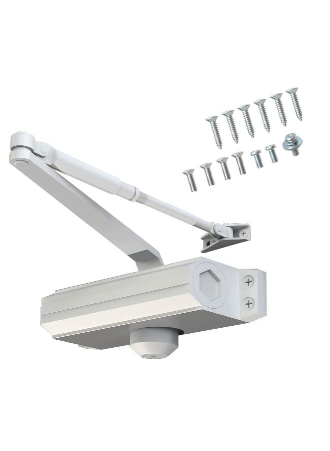 Automatic Door Closer Size 5 Suitable for Door Weight 85 105kg Spring Hydraulic Door Closer Aluminum Alloy Material Heavy Duty Easy Installation H 1322 H 1683 H 1883 GK 1883 Size 5 White - Image 1