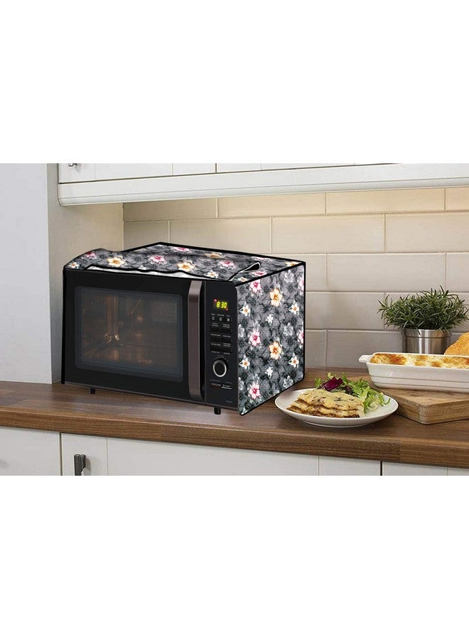 MW PRINTS Microwave Oven Cover For Samsung 28 L Convection CE1041DSB2/TL Printed PVC Waterproof/Dustproof Cover (Grey Flower) - Image 2