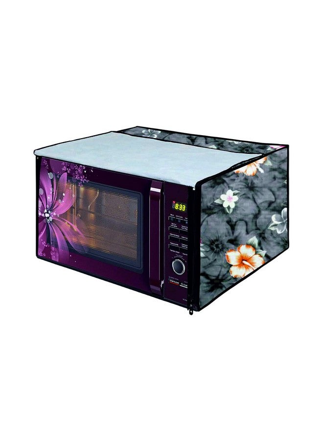 MW PRINTS Microwave Oven Cover For Samsung 28 L Convection CE1041DSB2/TL Printed PVC Waterproof/Dustproof Cover (Grey Flower) - Image 5