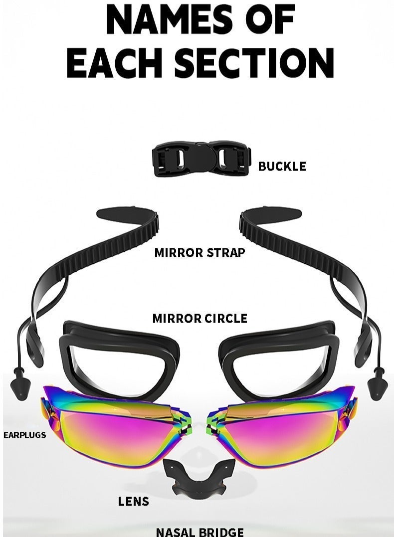 أكسبيه 5 في 1 نظارات سباحة مضادة للضباب -مجموعة النظارات الواقية مع غطاء سباحة، سدادات الأذن، مشبك الأنف، نظارات مقاومة للتسرّب -نظارات سباحة مقاومة للماء يمكن أن تحجب الأشعة فوق البنفسجية بفعالية -مناسبة للرجال والنساء (الأسود) - Image 2