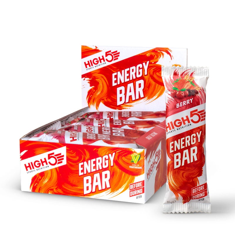 High5 Energy Bars - High Carb Energy Bars for Running, Cycling & Hiking - Vegan Oat Bars with Real Fruits - Healthy Snacks for Adults - Snack Bars Multipack for Training & Racing (12x55g, Berry) - Image 1