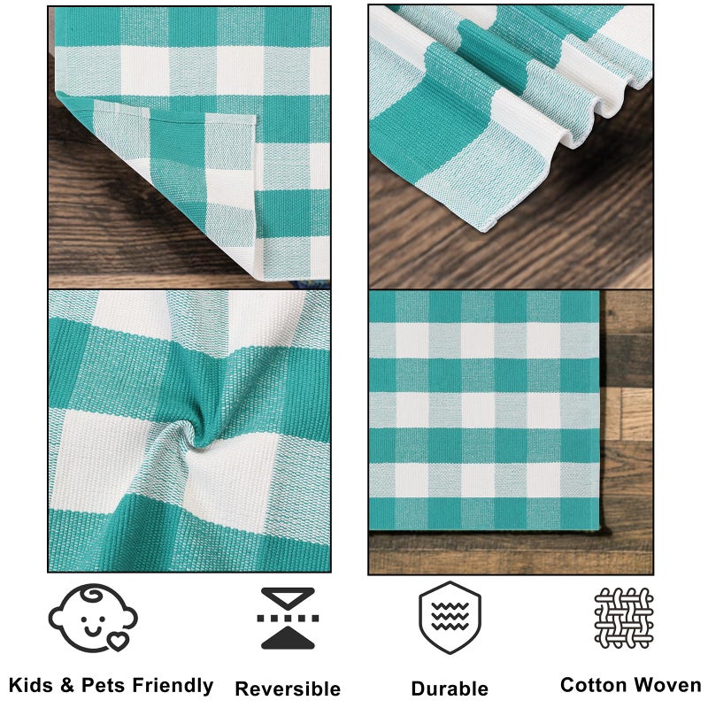 Fallovea Spring Rugs Green and White Plaid, 4'x6' Area Rug Outdoor Indoor Summer Front Porch Door Mats Cotton Hand-Woven Layered Doormat for Entryway Patio Entryway Laundry Bedroom Living Room - Image 5