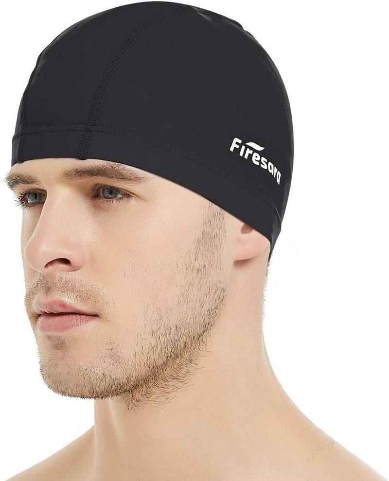Firesara Fabric Swim Cap, High Elasticity Swimming Cap Keeps Hair Clean Breathable Fit Both Long Hair Short Hair, Swim Caps Woman Girls Men Kids One Size Hat - Image 1