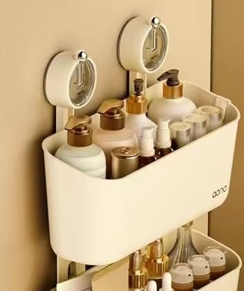 Crobat Multi-Functional Storage Basket Bathroom Kitchen Wall-Mounted Storage Box Strong Load-Bearing Suction Cup Non-Perforated Storage Basket Good and Luxurious Look - Image 1